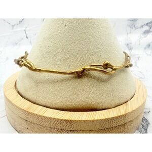 Gold Tone Twig Vine Bangle Bracelet Organic Branch Openwork Large 8.75 Inch